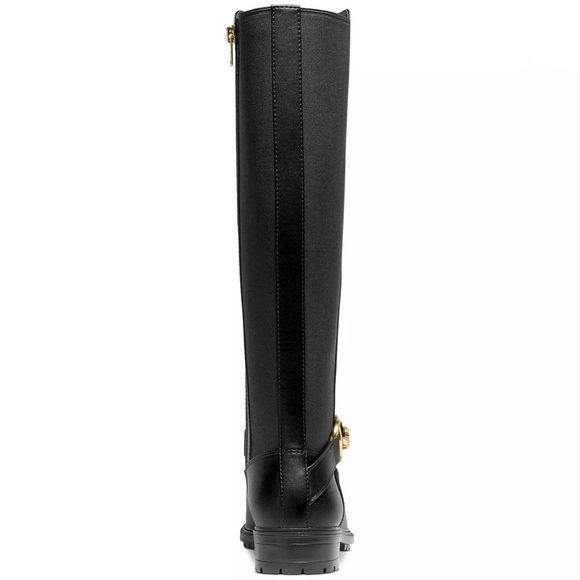 NWT COACH Farrah ll Leather Knee High Riding Boot Black Gold Buckle Size 6.5 - Picture 3 of 7